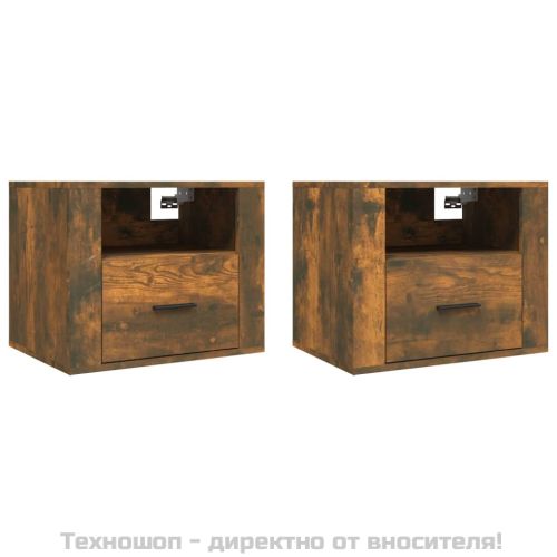 Нощни шкафчета за стенен монтаж, 2 бр, опушен дъб, 50x36x40 см