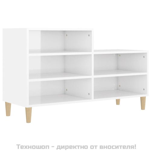 Шкаф за обувки, бял гланц, 102x36x60 см, инженерно дърво