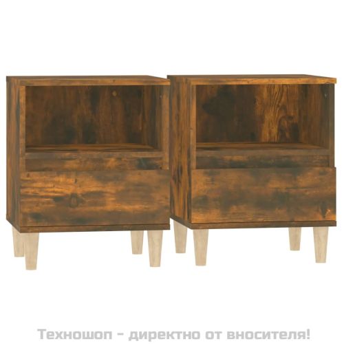 Нощни шкафчета 2 бр опушен дъб 40x35x50 см