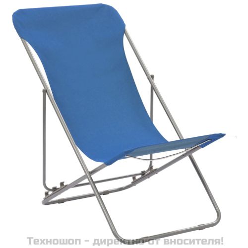 Сгъваеми плажни столове, 2 бр, стомана и оксфорд тъкан, сини