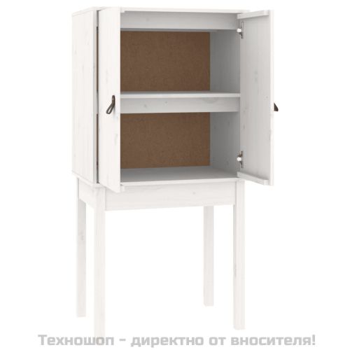 Висок шкаф, бял, 60x40x120 см, борово дърво масив