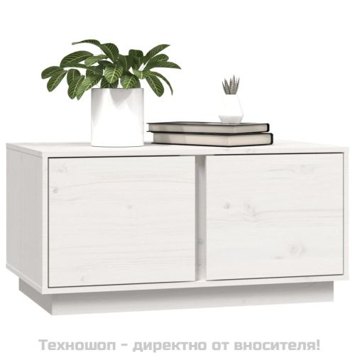 Кафе маса, бяла, 80x50x40 см, борово дърво масив