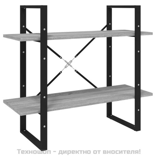 Библиотека на 2 нива, сив сонома, 80x30x70 см, инженерно дърво