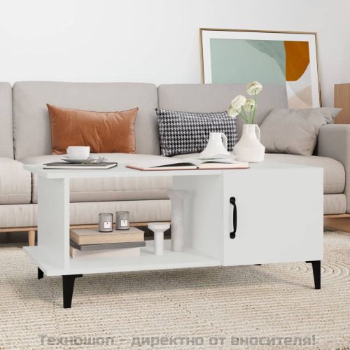 Кафе маса, бяла, 90x50x40 см, инженерно дърво