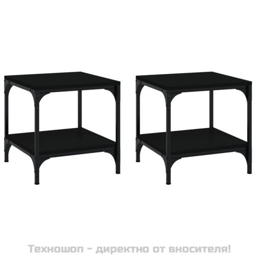 Странични маси, 2 бр, черни, 40x40x40 см, инженерно дърво