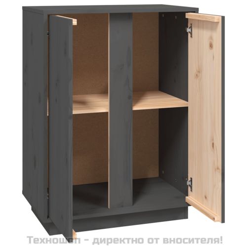 Сайдборд, сив, 60x35x80 см, бор масив