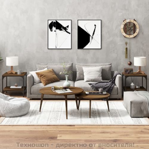 Странични маси, 2 бр, Кафяв дъб, 40x40x40 см, инженерно дърво