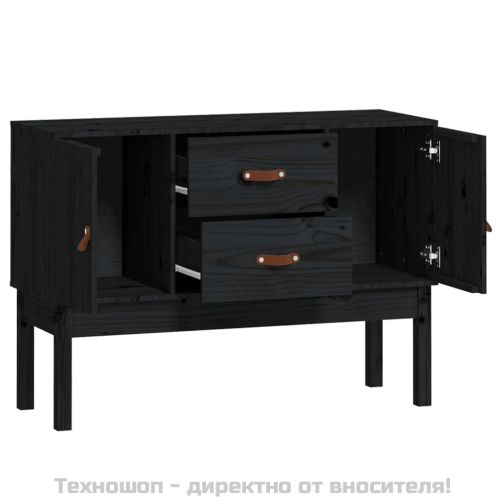 Сайдборд, черен, 110x40x78 см, бор масив