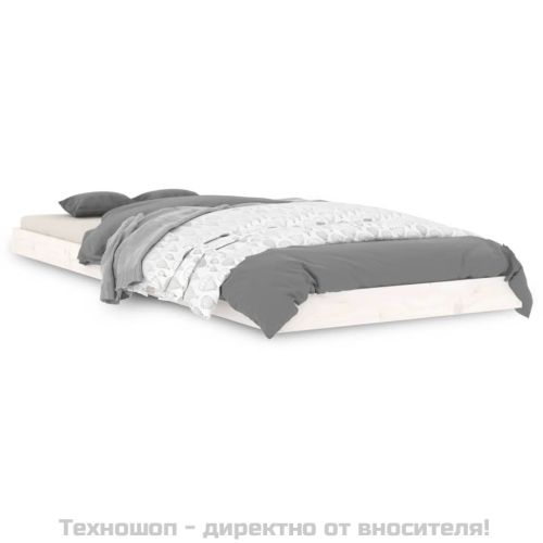 Рамка за легло бяла 75x190 см Small Single борово дърво масив