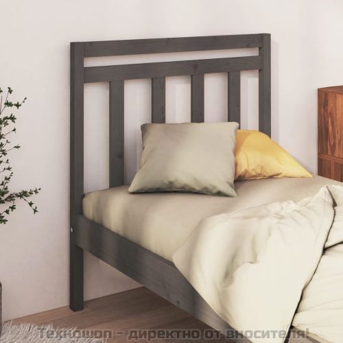 Горна табла за легло, сива, 81x4x100 см, бор масив