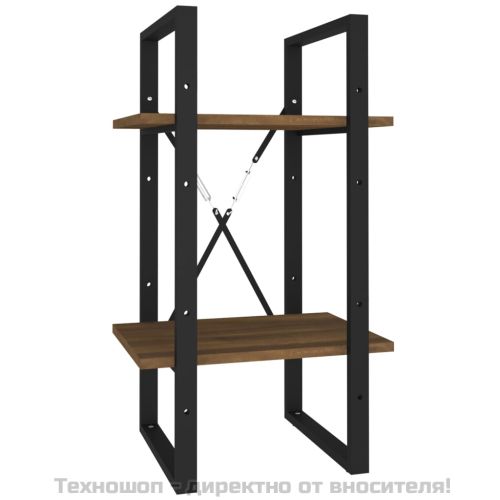 Библиотека на 2 нива, кафяв дъб, 40x30x70 см, инженерно дърво