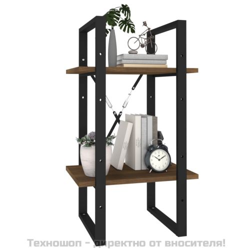 Библиотека на 2 нива, кафяв дъб, 40x30x70 см, инженерно дърво