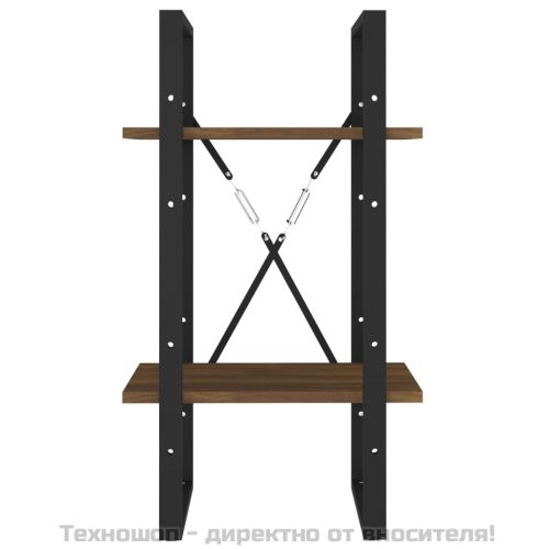Библиотека на 2 нива, кафяв дъб, 40x30x70 см, инженерно дърво