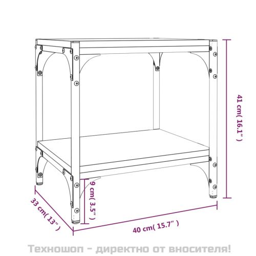 ТB шкаф, черен, 40x33x41 см, инженерно дърво и стомана