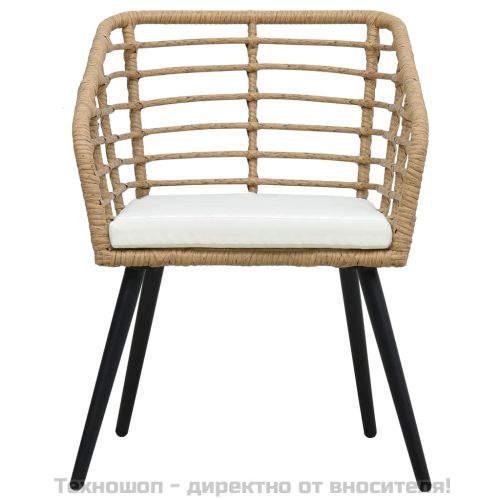 Бистро комплект, 3 части, полиратан, дъб