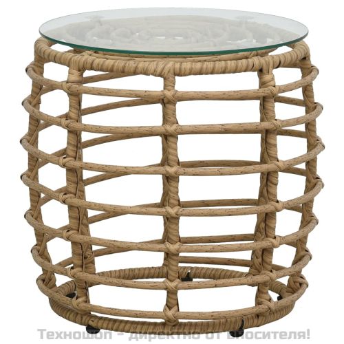 Бистро комплект, 3 части, полиратан, дъб