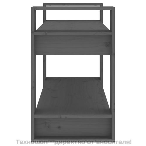 Библиотека/разделител за стая, сива, 80x35x56,5 см, бор масив