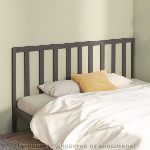 Горна табла за легло, сива, 186x4x100 см, бор масив