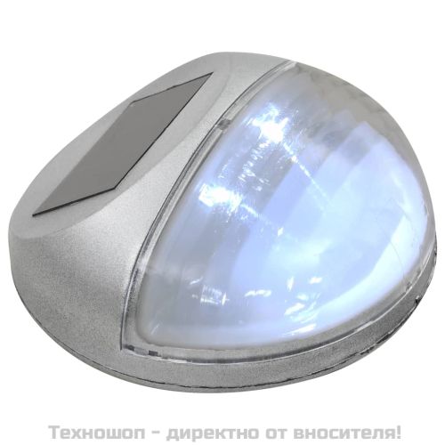 Градински соларни стенни лампи, LED, 12 бр, кръгли, сребристи