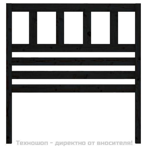 Горна табла за легло, черна, 96x4x100 см, бор масив