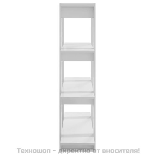Библиотека/разделител за стая, бял гланц, 100x30x123,5 см