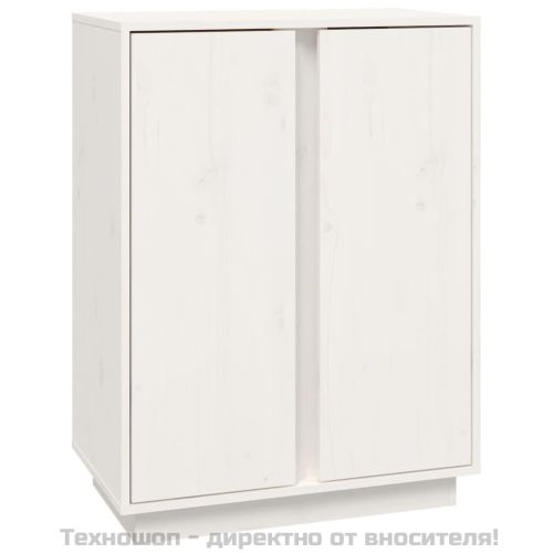 Сайдборд, бял, 60x35x80 см, бор масив