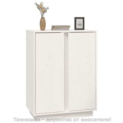 Сайдборд, бял, 60x35x80 см, бор масив