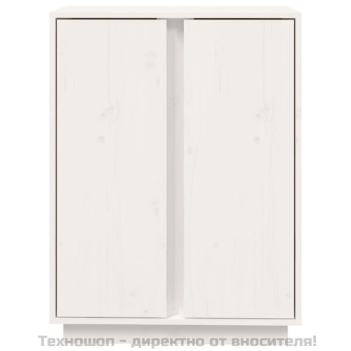 Сайдборд, бял, 60x35x80 см, бор масив