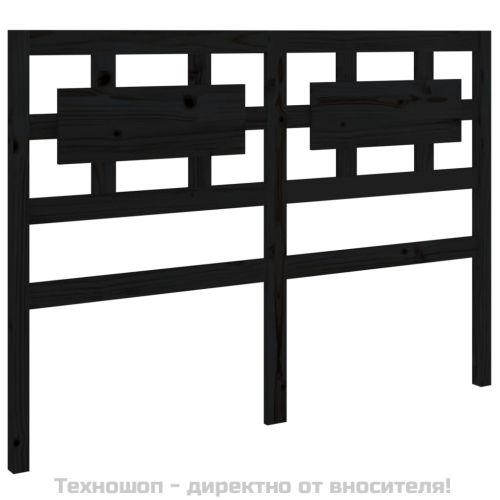 Горна табла за легло, черна, 125,5x4x100 см, бор масив