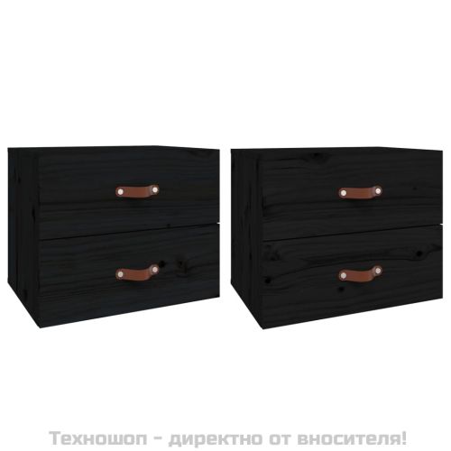 Нощни шкафчета за стенен монтаж, 2 бр, черни 50x36x40 см