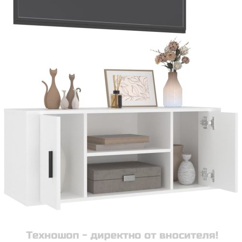 ТB шкаф, бял, 100x35x40 см, инженерно дърво