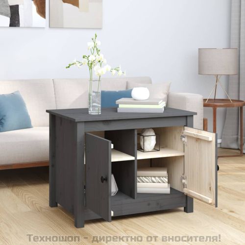 Кафе маса, Сиво, 71x49x55 см, борово дърво масив