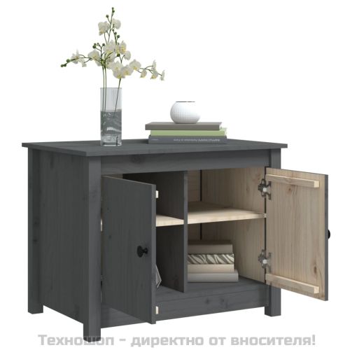 Кафе маса, Сиво, 71x49x55 см, борово дърво масив