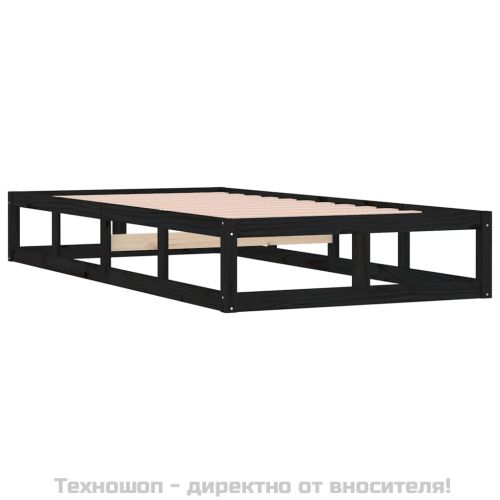 рамка за легло черна 75x190 см Small Single дърво масив