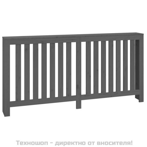 Параван за радиатор сив 169x19x84 см борово дърво масив