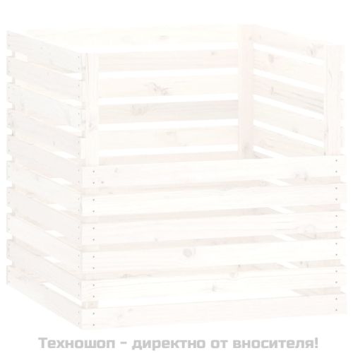 Компостер, бял, 80x80x78 см, борово дърво масив