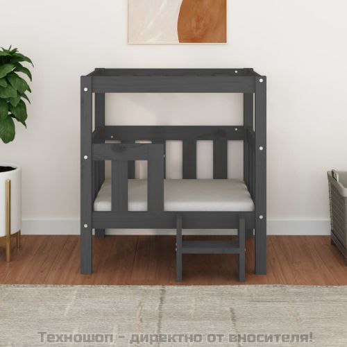 Кучешко легло, Сиво, 65,5x50,5x70 см, борова дървесина масив