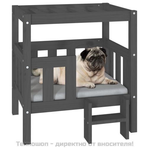 Кучешко легло, Сиво, 65,5x50,5x70 см, борова дървесина масив