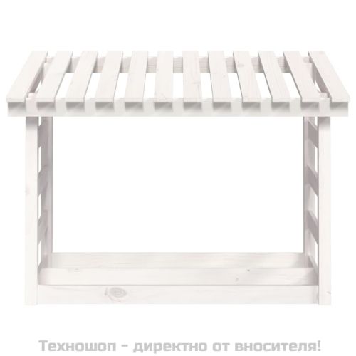 Поставка за дърва за огрев, бяла, 108x64,5x78 см, бор масив
