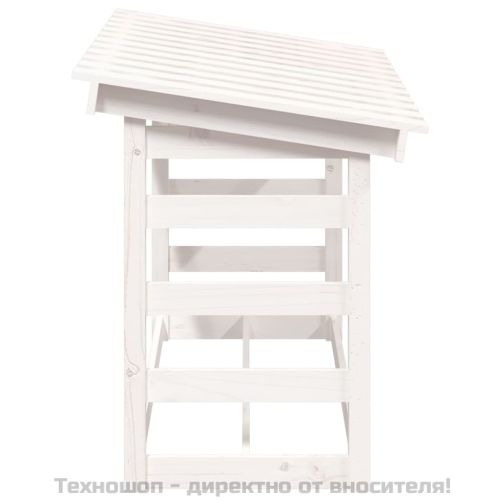 Поставка за дърва за огрев, бяла, 108x64,5x78 см, бор масив
