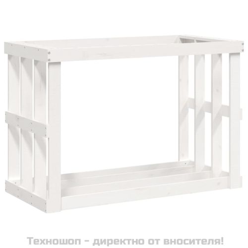 Външна поставка за дърва за огрев бяла 108x52x74 см бор масив