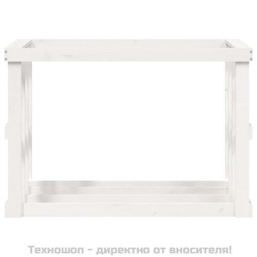 Външна поставка за дърва за огрев бяла 108x52x74 см бор масив