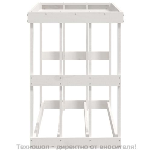 Външна поставка за дърва за огрев бяла 108x52x74 см бор масив