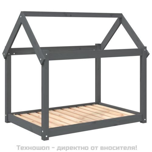 Кучешко легло, сиво, 101x70x90 см, борова дървесина масив