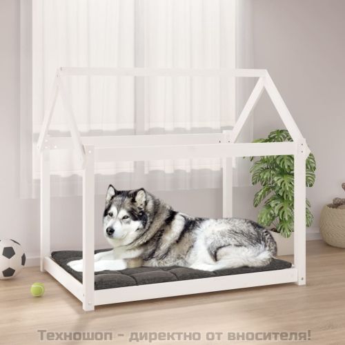 Кучешко легло, бяло, 111x80x100 см, борова дървесина масив