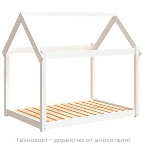 Кучешко легло, бяло, 111x80x100 см, борова дървесина масив