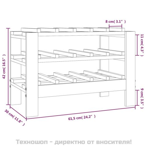 Поставка за вино 61,5x30x42 см масивна чамова дървесина