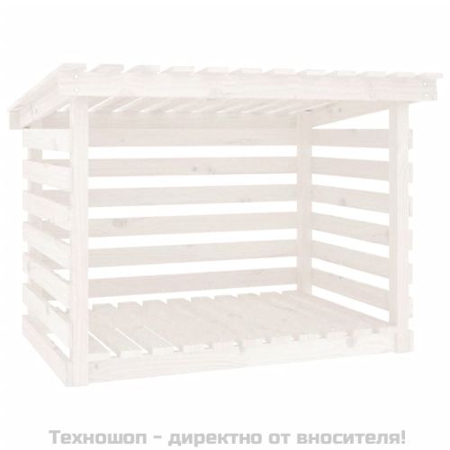 Поставка за дърва за огрев бяла 108x73x79 см масивно дърво бор