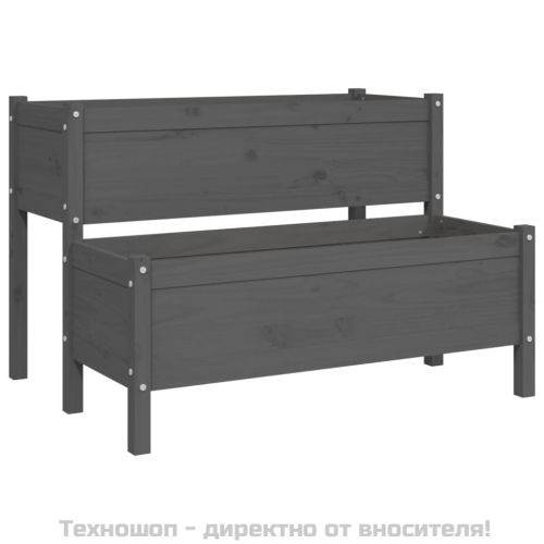 Плантер, сив, 110x84x75 см, борово дърво масив