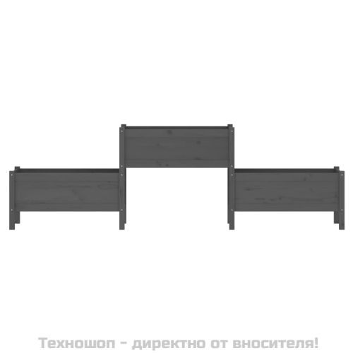 Плантер, сив, 245,5x44x75 см, борово дърво масив